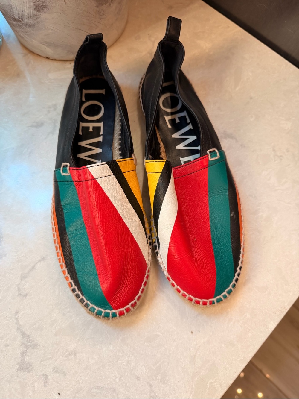Loewe Multicolor Striped Leather Slip-On Espadrilles